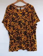 Taking Shape Top 20 Womens Yellow Black Floral TS Jersey Knit Short Sleeve