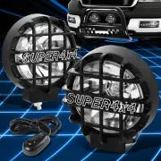 Universal 6"Round Super4X4 Black/Clear Lens Bull Bar Offroad Fog Light w/Switch