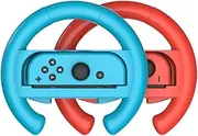 Shoyisenka Mario Kart Steering Wheel for Nintendo Switch & OLED - Dual Pack Joy-Con Wheel Accessories (Red/Blue)