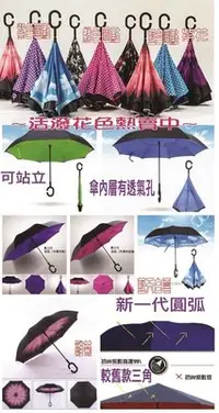 在飛比找Yahoo!奇摩拍賣優惠-新一代  C型握把好攜帶  雙層抗UV 反向傘 遮風防曬 可