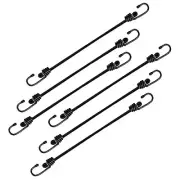 6 Pack 12 Inch Heavy Duty Bungee Cords with Hooks Elastic Rope Straps Tie Down