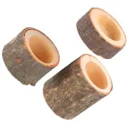 3pcs/a Set Of Wooden Crafts Decoration Creative Bark Stake Candle Holder Home