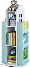 Rotating Bookshelf,3 Tier Kids Revolvin Bookcase Plate Thickness 0.9cm, Book Storage Rack for Bedroom Living Room Office Library(Includes Bookshelf Only)(Blue)