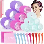 GeeRic Hair Curlers Rollers Set, 33Pcs Self Grip Hair Roller Set Heatless Hair Curlers Hair rollers for Long Hair Medium and Short Hair 3 Sizes Hair Rollers in 1 Set Hair Rollers with Hair Roller Clips and Comb,Magic Bangs