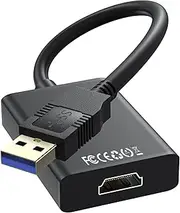 USB to HDMI Adapter, HD 1080P USB 3.0/2.0 to HDMI Audio Video Adapter, Video Graphics Cable Multiple Monitors Converter Compatible with Windows XP/7/8/8.1/10/11, for PC Laptop Projector HDTV TV Black