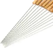 12 PCS Barbecue Skewers with Wood Handle Marshmallow Roasting Sticks Meat Hot Do