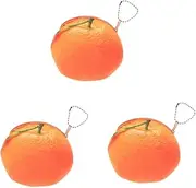 [SHERCHPRY] 3pcs Fruit Coin Purse Small Fruit Purse with Chain Keychain Wallet Plush Orange Bag Novelty Fruit Wallet Fuzzy Headset Pouch Keychain Pouch Kids Wallet Earphone Bag Personality