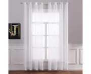 Sheer Voile Curtain with Eyelets, Transparent Look Curtain Transparent See-through Window Scarf for Living Room 140x145 cm (W x H), Set of 2 White