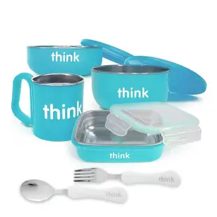 Thinkbaby 不鏽鋼餐具組(六件組)(馬卡龍藍/嫩粉紅)【衛立兒生活館】