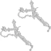 [Ipetboom] 1 Pair Retro Unisex Eardrop Earrings with Rhinestone Inlaid Cross Design Creative Jewelry for Daily Wear Parties and Special Occasions