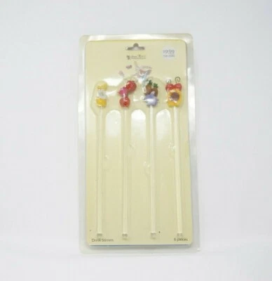 Set 8 Cocktail SWIZZLE Stick Drink Stirrers Fruits Flowers Summer Pool Party Bar