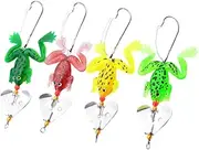 Toddmomy 4PCS Frog Shape Simulation Fishing Lures Tear Resistant Baits for Outdoor Fishing Trips and Contests Accessories