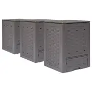 NNEVL Garden Composters 3 pcs Brown 60x60x83 cm 900 L Plastic Rattan
