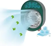 Mobile Air Conditioners, Portable Mini Fan 4-in-1 Fan Humidifier Fan Air Cooler for Office, Tent, Bedroom USB Rechargeable LED Light (Grenn)