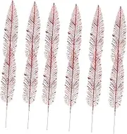 MUELODSIC 12pcs Glitter Artificial Leaves for Christmas Decoration Realistic Party Props for Wreaths Trees and Garlands Festive Scene Enhancer