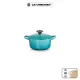 【Le Creuset】琺瑯鑄鐵鍋圓鍋 16cm(加勒比海藍-電木頭-內鍋白)