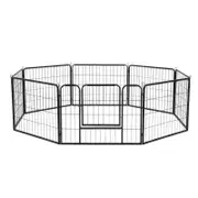 Petzly Dog Playpen Pet Cage Enclosure 8 Panel 80x60CM Black