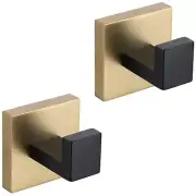 Black and Gold Towel/Robe Clothes Coat Hook Stainless Steel Square Shape Wall...