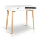 Wood Computer Desk with Drawers - White