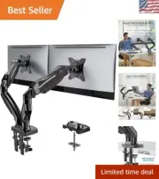 Adjustable Dual Monitor Stand with C-Clamp & Grommet Mounts for 13-32'' Screens