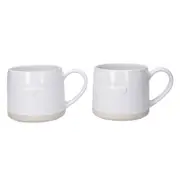 2pc Mikasa Farmhouse Heart Stoneware Mugs 380ml White