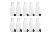 10x Lemon & Lime 1L Glass Milk Bottle Container Storage w Screw Top Lid Assort