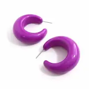 Violet Chunky Lucille Lucite Hoop Earrings