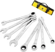 Bosi Tools 8-piece Steel Ratchet Wrench Set SAE Chrome Vanadium steel Carry Bag