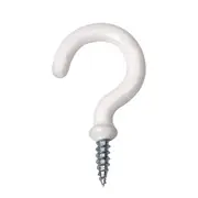 38mm Cup Hooks PVC Coated Metal Screw In Ceiling Vinyl Ring Plant Jewelry Hanger Holder Indoor Outdoor White