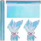 1 Roll 50Ft Iridescent Blue Cellophane Wrap for Gift Baskets,Colored Cello Wrap