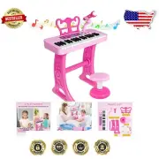 Interactive 37-Key Piano Keyboard Toy for Girls – Includes Stool & Microphone