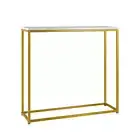 NNEED Console Table Marble-look Iron Gold&White