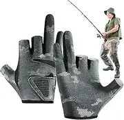 Fishing Glove,3 Cut Fingers Touchscreen Fishing Gloves - UV Protection Anti-Slip Hand Protector Touchscreen Fish Accessories for Fisherman, Men & Woman