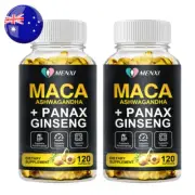 Maca Root Extract 2 x 120 Capsules Peruvian Maca Extract Ginseng Energy Support