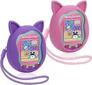 2pack Winceed Silicone Case for Tamagotchi Uni, Protective Cover for Tamagotchi Uni Protector Skin with Hand Strap (Pink+Purple)