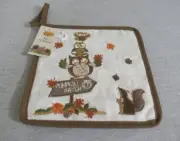 NEW Cracker Barrel Owls Pumpkin Patch Kitchen Hanging Hot Dish Pot Holder