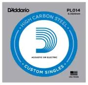 D'Addario PL014 Plain Steel Single Guitar String .014 Electric or Acoustic