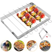 BBQ Skewer Rack Stainless Steel Barbecue Skewer Set Detachable Grill Holder ❆