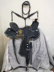 Wide Gullet Wade Tree Western Leather Horse Tack Rough out Saddle With Set.