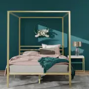 Zinus Patricia Metal Canopy Steel Four Poster Bed Frame - Double Gold