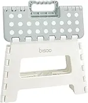 Folding Step Stool - Small Step Stool for Toddler Kids & Adults- 9 Inches - Foldable Stool - Cute Designs - Portable Non-Slip & Up to 265 lbs - One Flip Opening - Bathroom & Bedroom (Sage Gray)