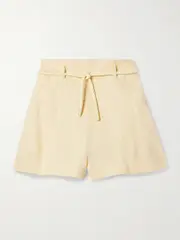 [Zimmermann] Zimmermann - Illuminate Belted Pleated Linen Shorts - Yellow - 0 0 Yellow
