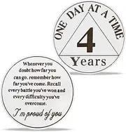 Imasoner One Day At A Time AA Sobriety Coin With Leather Keychain