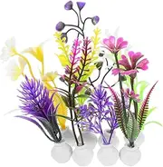 Zerodeko 8pcs Aquarium Artificial Plants: Mini Plastic Water Plants Fish Tank Grass Decorations Accessories for Betta Goldfish Turtle Tank Terrarium Decor