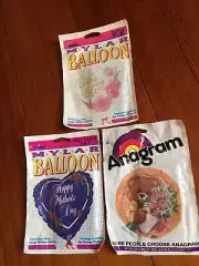 3 Vtg Anagram Happy Mother’s Day Bear Metallic Balloon NEW Mylar Simon Elvin