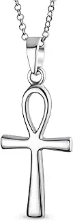 [Bling Jewelry] Unisex Religious Egyptian Hieroglyphs Key To Life Traditional Egyptian Ankh Cross Pendant Necklace For Women Men Oxidized .925 Sterling Silver