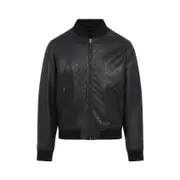 [Gucci] Gucci-Black Lamb Leather Gg Logo Jacket-Uomo 50 IT