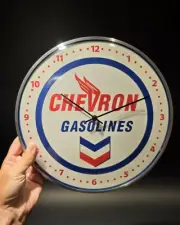 12" Antique Vintage Style Round Chevron Gasoline Oil Wall Clock Sign