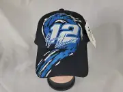 Nascar Hat Cap Strap Back Black Blue Ryan Newman Racing Racer Adjustable Mens