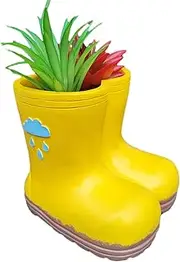 Rain Boot Planter - Yellow Boot Vase, Cartoon Resin Pot | Creative Succulent Holder for Home Decor, Whimsical Plant Container for Birthdays, Rain Pot for Garden Display